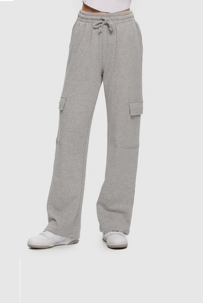 KUWALLA TEE CARGO WIDE LEG SWEATPANT - HEATHER GREY