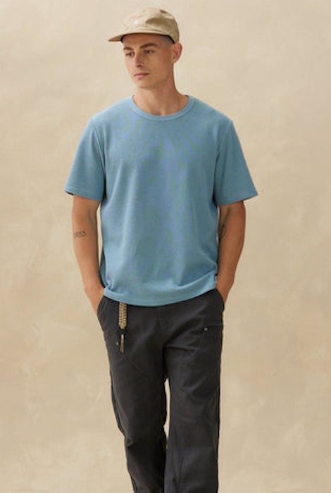 KUWALLA TEE BOXY WAFFLE TEE - BLUE