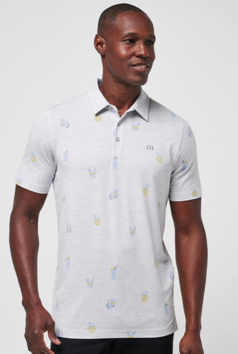 TRAVISMATHEW CALL THE SHOTS POLO HEATHER LIGHT GREY