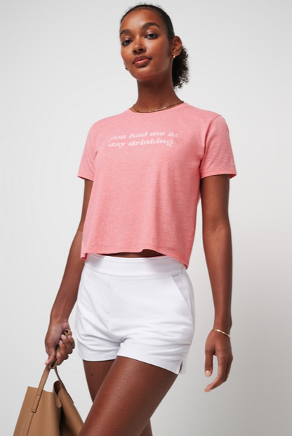 TRAVISMATHEW DANCING LIGHT T-SHIRT HEATHER SHELL PINK