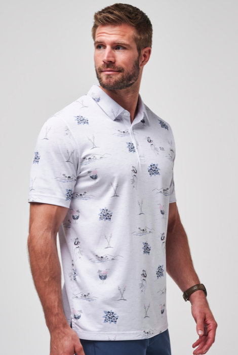 TRAVISMATHEW ISLAND PARADISE POLO WHITE