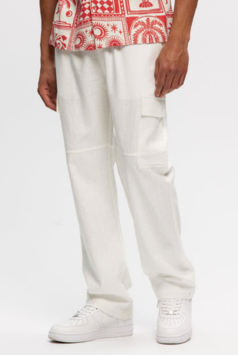 Kuwalla Tee Cargo Linen Pant Off White