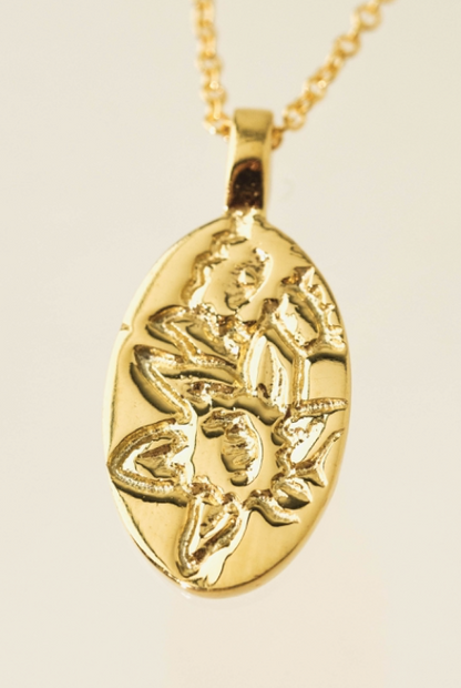 LOVER'S TEMPO BIRTH FLOWER PENDANT NECKLACE GOLD