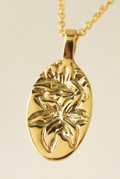 LOVER'S TEMPO BIRTH FLOWER PENDANT NECKLACE GOLD