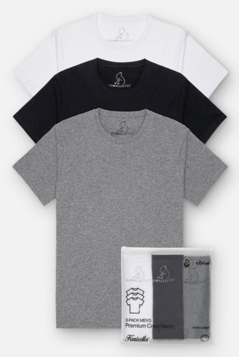 Kuwalla Tee 3 Pack Crew Neck Black/White/Grey