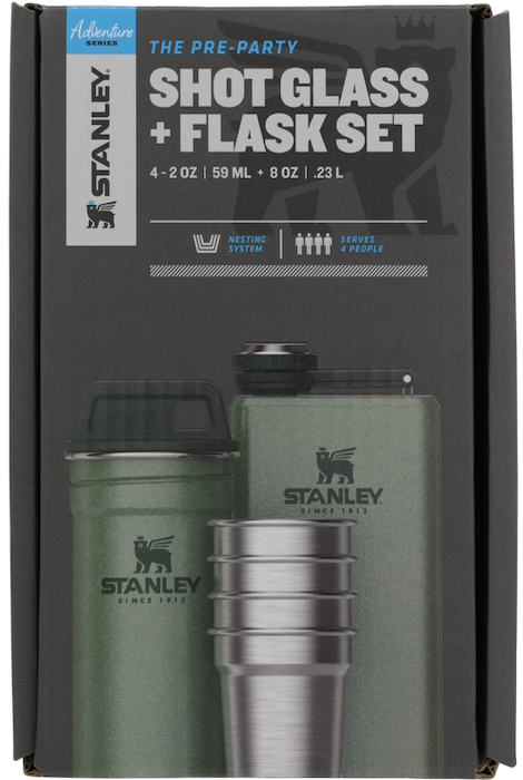 Stanley The Pre-Party Shot Glass + Flask Set - Hammerstone Green