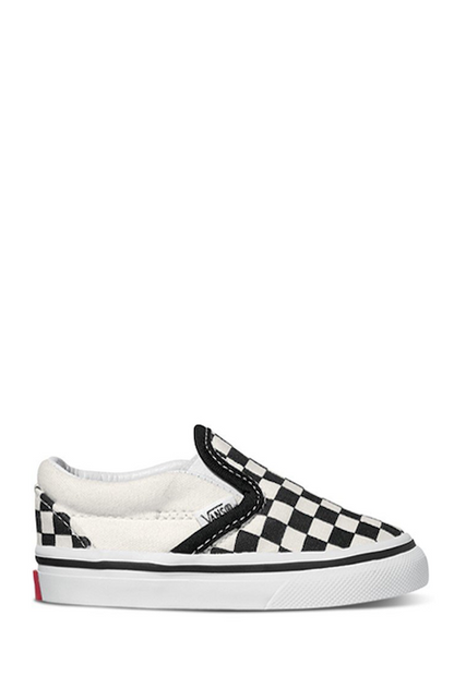 VANS TODDLER CLASSIC SLIP-ON BLACK & WHITE CHECKERBOARD/WHITE