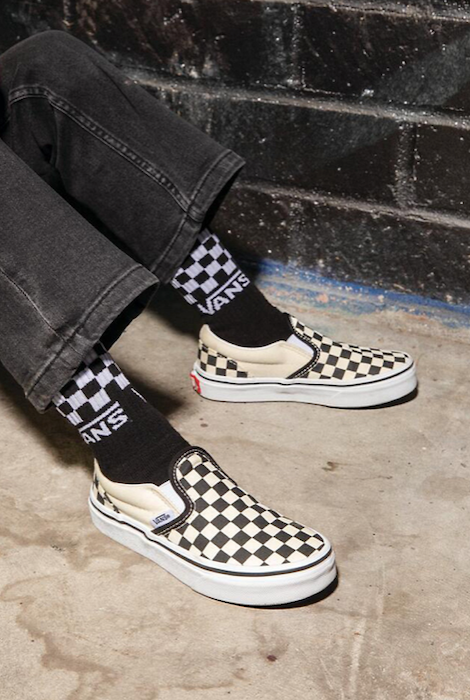 VANS YOUTH CLASSIC SLIP-ON CHECKERBOARD BLACK/WHITE