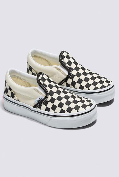 VANS YOUTH CLASSIC SLIP-ON CHECKERBOARD BLACK/WHITE