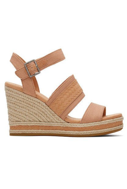 TOMS MADELYN SANDY TOILE BEIGE/DAIM TRESSÉ EN RELIEF