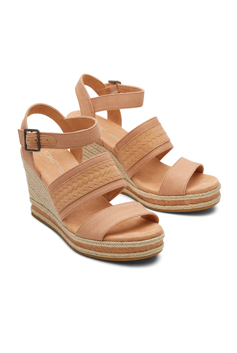 TOMS MADELYN SANDY TOILE BEIGE/DAIM TRESSÉ EN RELIEF