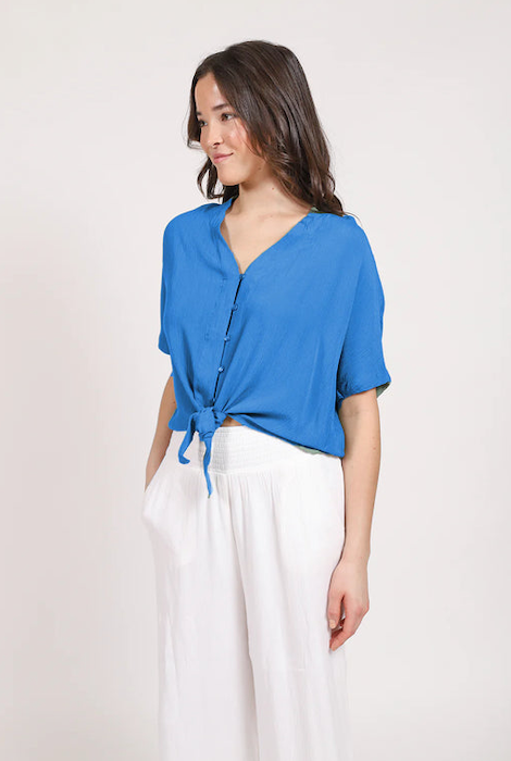 KOY RESORT MIAMI FRONT TIE TOP - COBALT