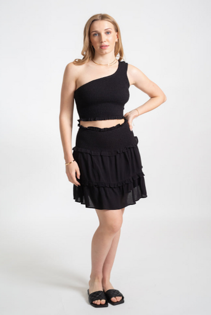 KOY RESORT MIAMI RUFFLE SKIRT BLACK