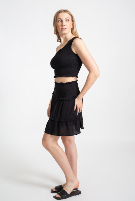 KOY RESORT MIAMI RUFFLE SKIRT BLACK