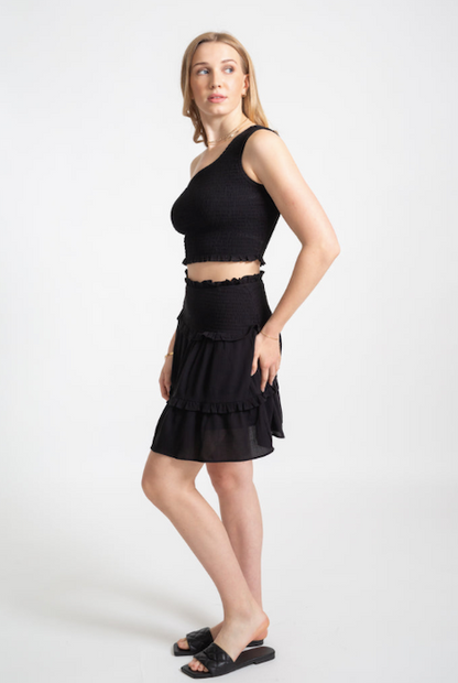 KOY RESORT MIAMI RUFFLE SKIRT BLACK