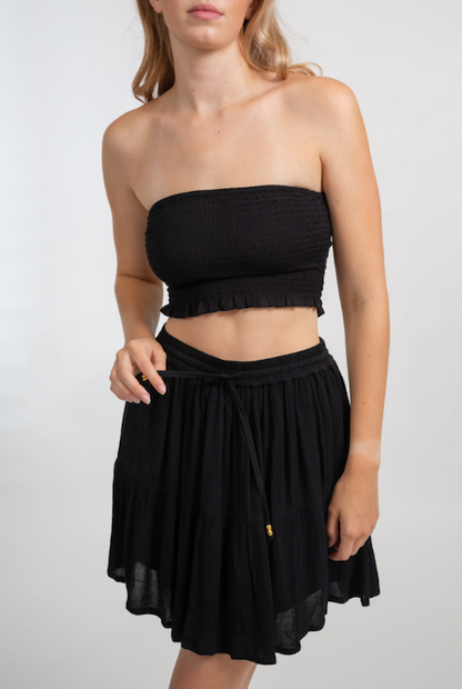 Koy Resort Miami Smocked Bandeau Top Black