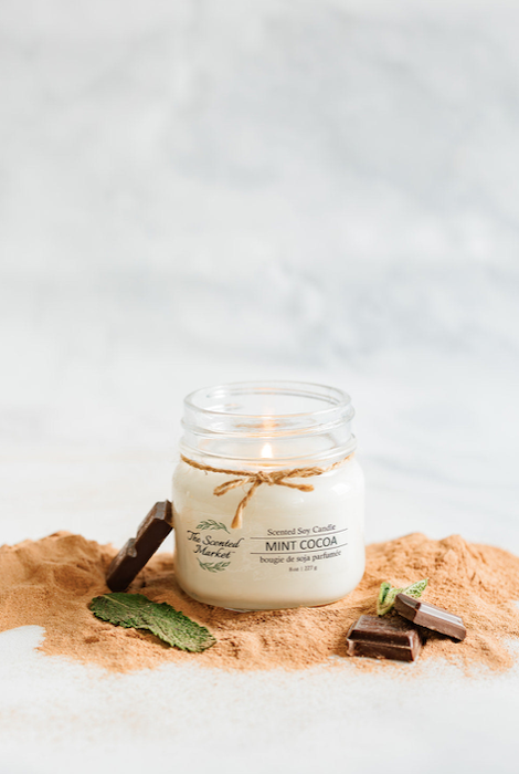 The Scented Market Winter Mint Cocoa Candle 8 Oz