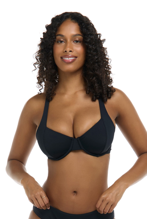 Eidon Solids Maya D - F Cup Underwire Top - Black Licorice