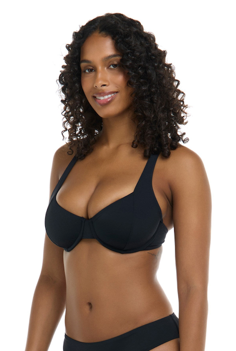 Eidon Solids Maya D - F Cup Underwire Top - Black Licorice