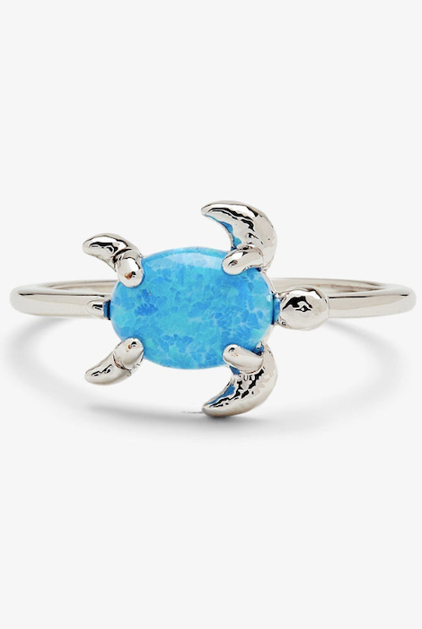 Pura Vida Opal Sea Turtle Ring Silver