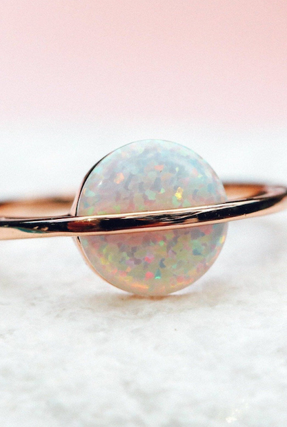 Pura Vida Opal Saturn Ring Rose Gold