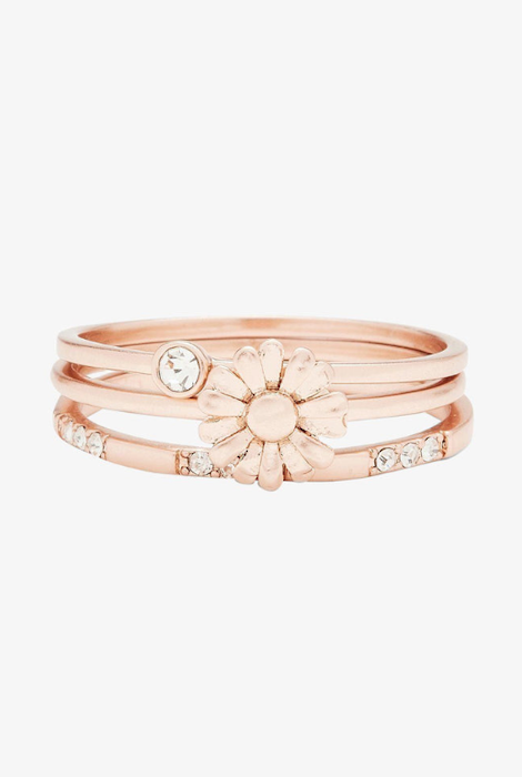 Pura Vida Daisy Pickin' Ring Stack Rose Gold