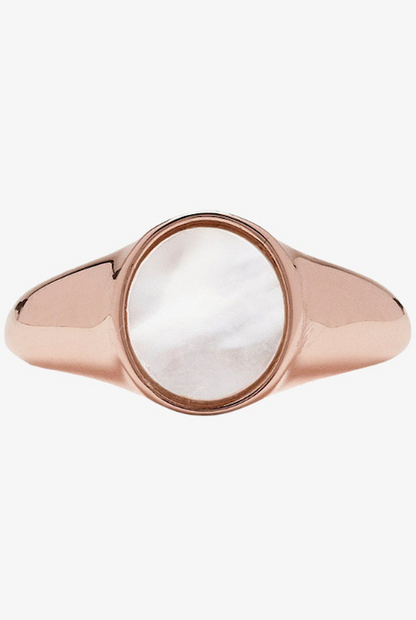 Pura Vida Mother Of Pearl Signet Ring Size 6 Rose Gold