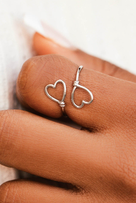 Pura Vida Heart Wire Wrap Ring Silver