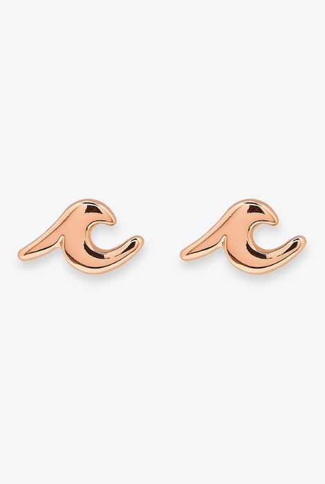 Pura Vida Wave Stud Earrings Rose Gold