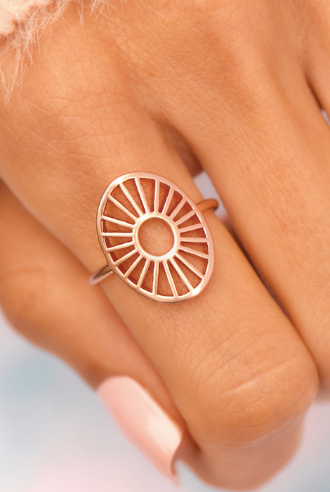 Pura Vida Sunburst Ring Rose Gold Size 6