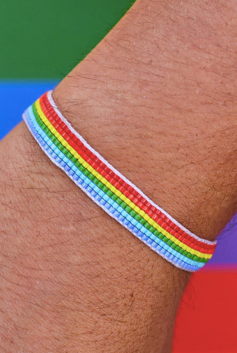 Pura Vida Woven Rainbow Seed Bead Charity Bracelet Rainbow