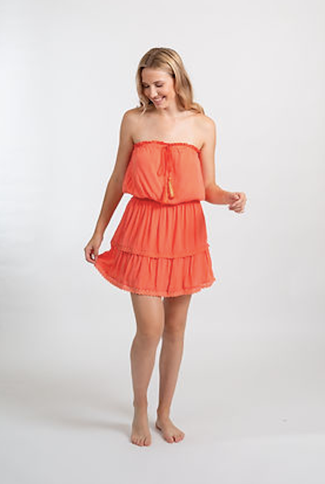 KOY RESORT BANDEAU MINI DRESS - PUNCH