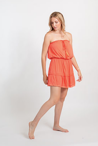 KOY RESORT BANDEAU MINI DRESS - PUNCH