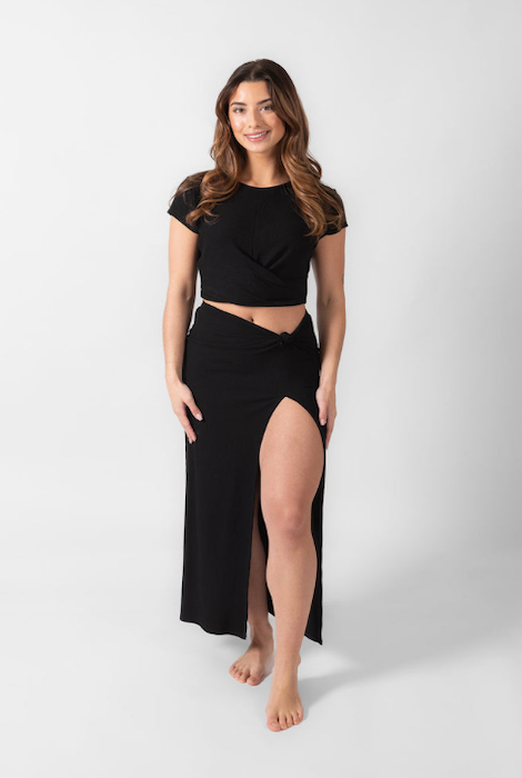 Koy Resort Laguna Rib Twisted Crop - Black