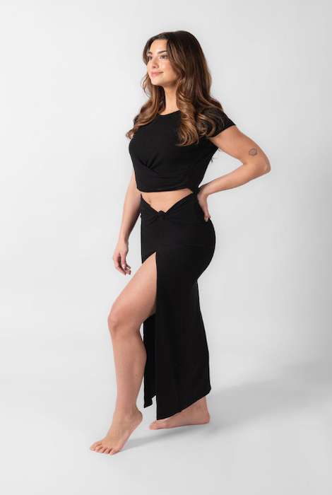 Koy Resort Laguna Rib Twisted Crop - Black