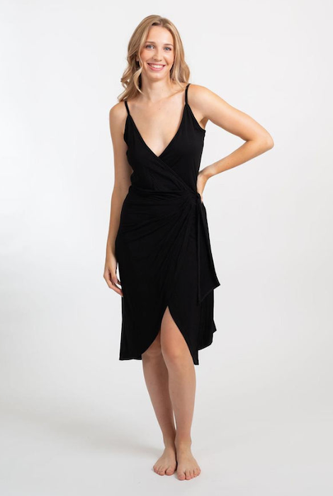 KOY RESORT LAGUNA TIE WRAP DRESS - BLACK