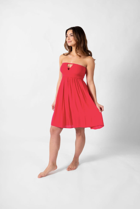 KOY RESORT MIAMI MINI BANDEAU DRESS - RASPBERRY