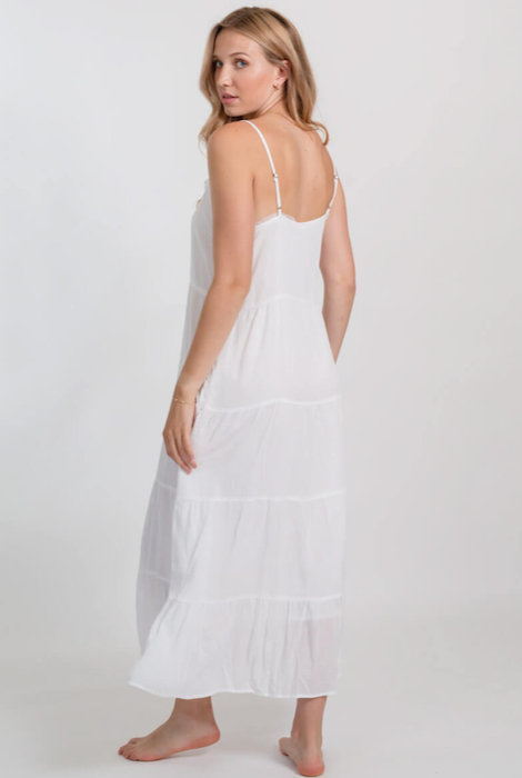 KOY RESORT MIAMI MIDI TIER DRESS WHITE