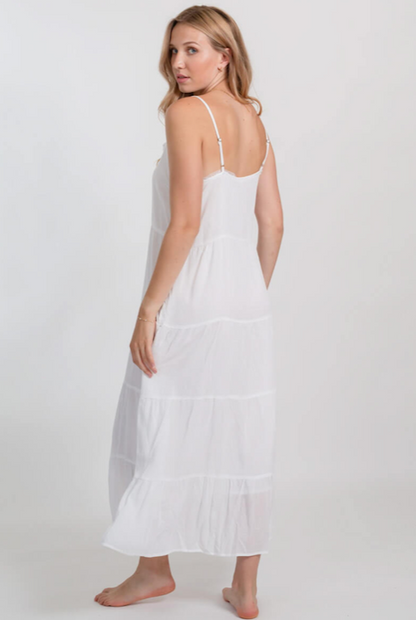 KOY RESORT MIAMI MIDI TIER DRESS WHITE