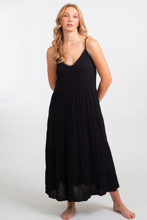 Koy Resort Miami Midi Tier Dress Black