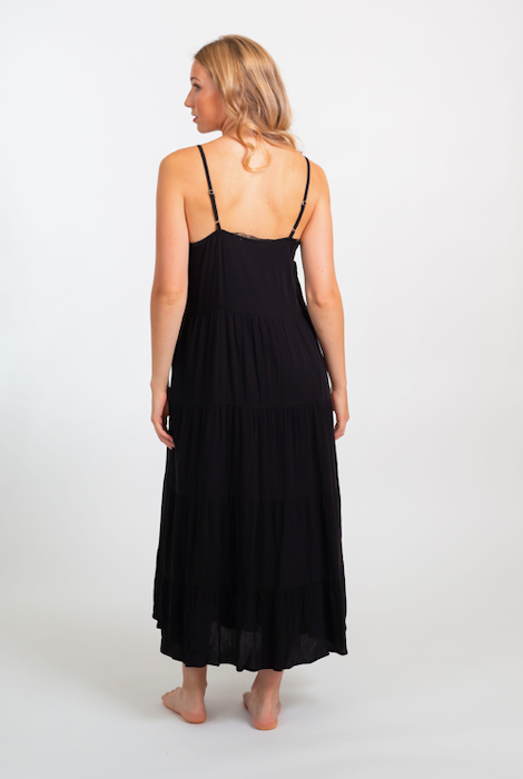 Koy Resort Miami Midi Tier Dress Black