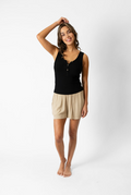 KOY RESORT LAGUNA RIB HENLEY TANK TOP BLACK
