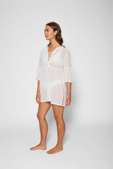 Koy Resort Escape Mesh Lace Front Tunic White