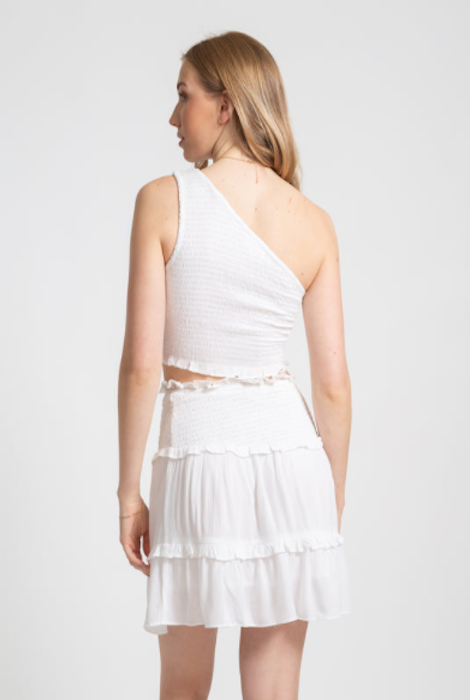 KOY RESORT MIAMI ASYMETRICAL CROP TOP WHITE