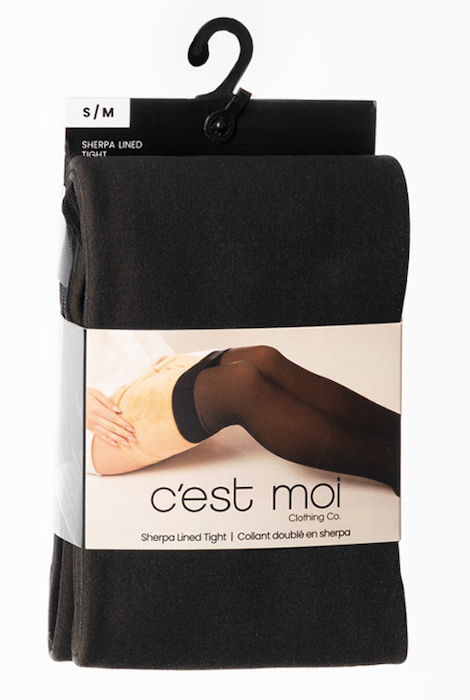 C'Est Moi Sherpa Lined Tights - Black