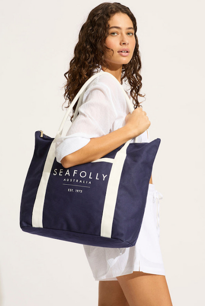 SEAFOLLY CANVAS TOTE BAG - TRUE NAVY