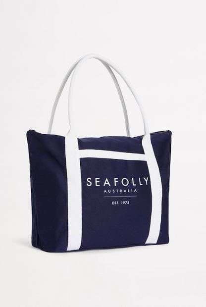 SEAFOLLY CANVAS TOTE BAG - TRUE NAVY