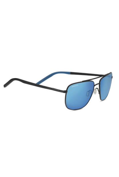 Serengeti Tellaro - Matte Black With Blue Inside Temple Tips / Mineral Polarized 555Nm Blue Cat 2 To 3