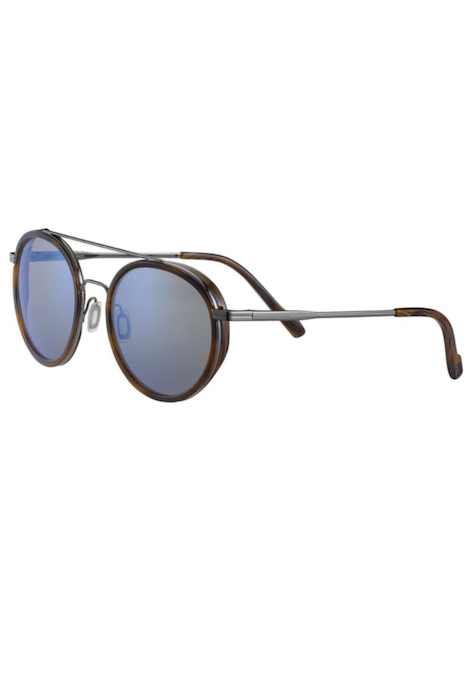 Serengeti Geary - Brown Buffalo Acetate With Shiny Gunmetal Metal / Mineral Polarized 555Nm Blue Cat 2 To 3