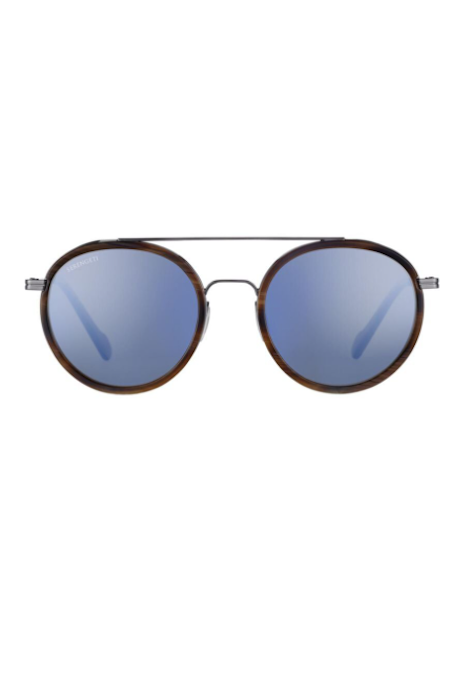 Serengeti Geary - Brown Buffalo Acetate With Shiny Gunmetal Metal / Mineral Polarized 555Nm Blue Cat 2 To 3